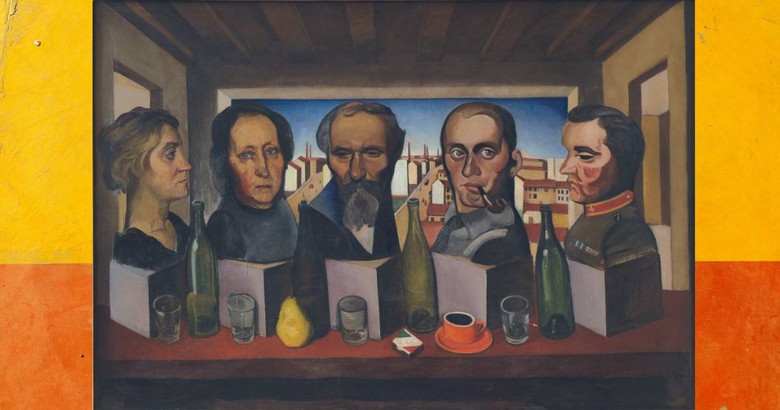 Achille Funi. Genealogia o La mia famiglia, 1918-19 Olio su tela, cm 103 x 147 Mart, Museo di arte contemporanea di Trento e Rovereto, Collezione VAF-Stiftung.